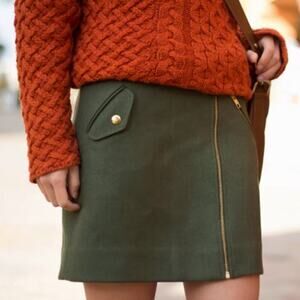 J. crew motorcycle mini front zip skirt gold zipper pockets